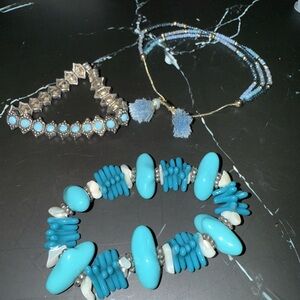 Turquoise and Silver Bracelet Set